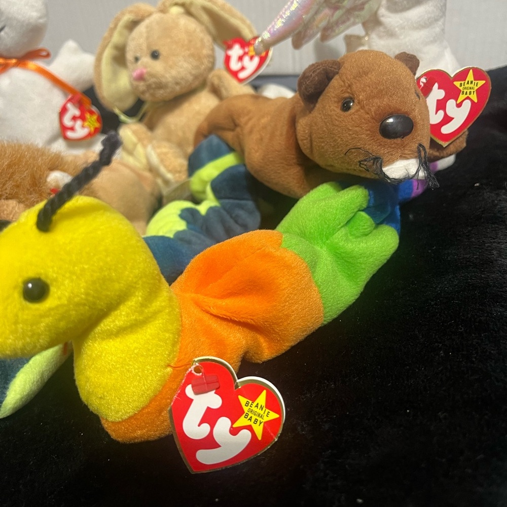 8 Ty Yellow and Orange Stuffed Animals Plush Toys